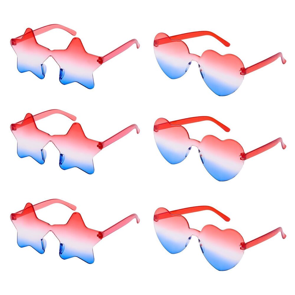 1732 Heart Sunglasses Heart Shaped Glasses 6 Pack Star Sunglasses Halloween